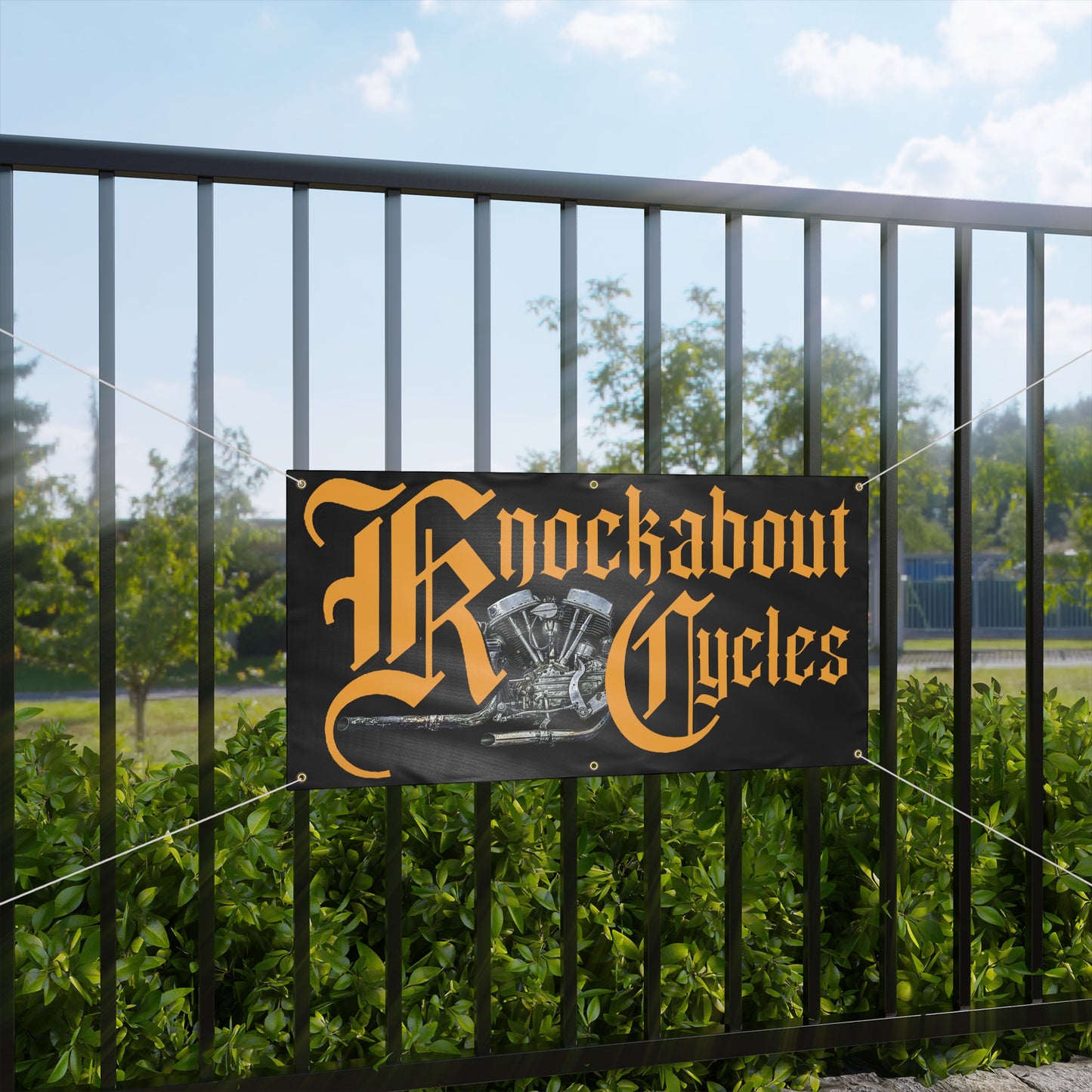 Knockabout Cycles vinyl banner
