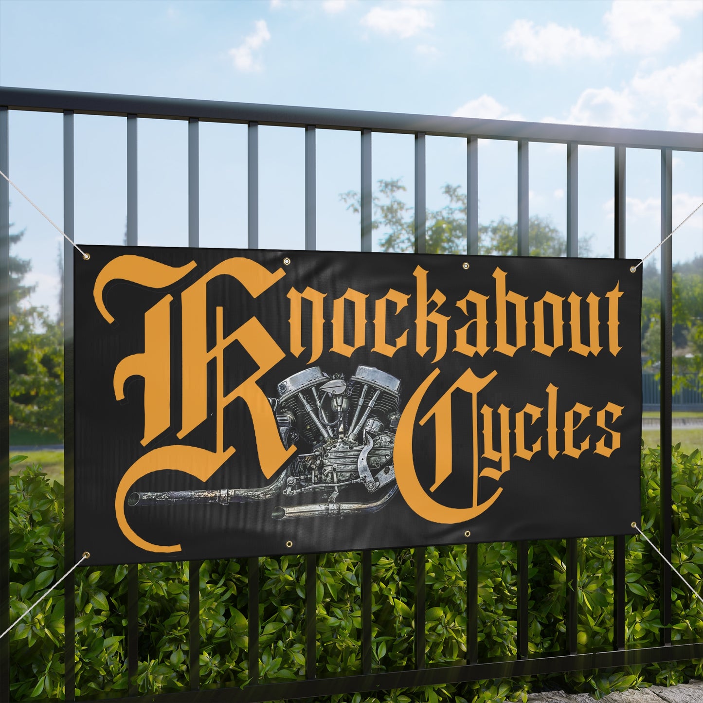 Knockabout Cycles vinyl banner